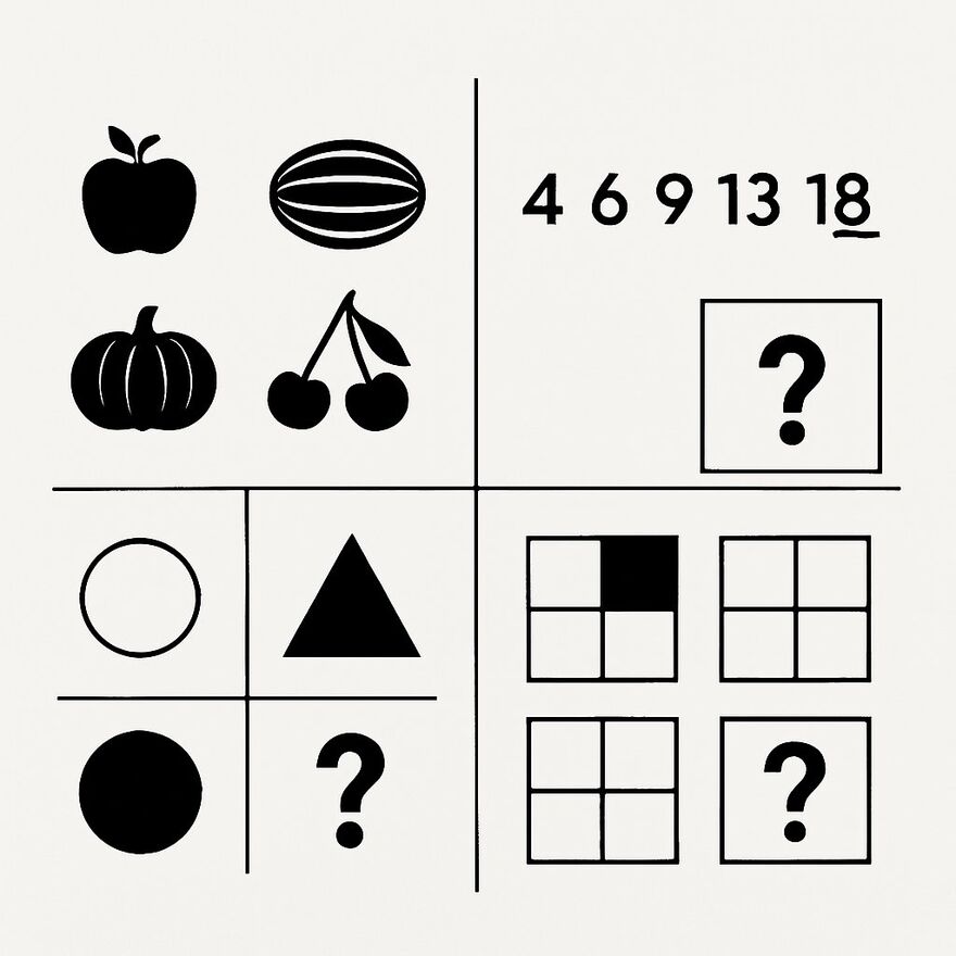 Pattern and sequence logic puzzles like those on the Wonderlic test